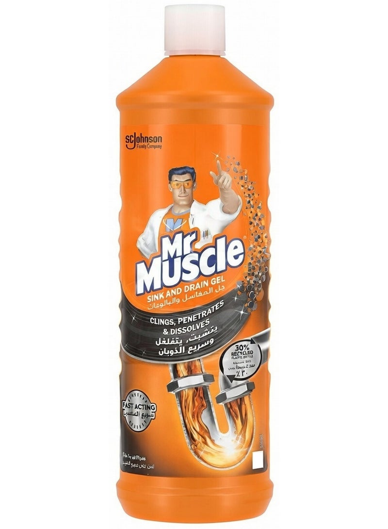 Mr Muscle Sink And Drain Gel Clings Penetrates & Dissolves 1000 ML - Image 1